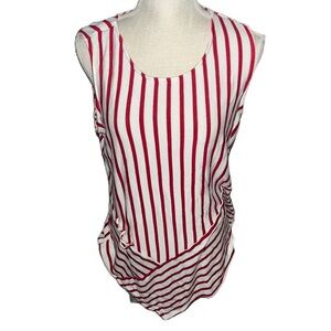 Women’s Red & White Striped Sleeveless Top L